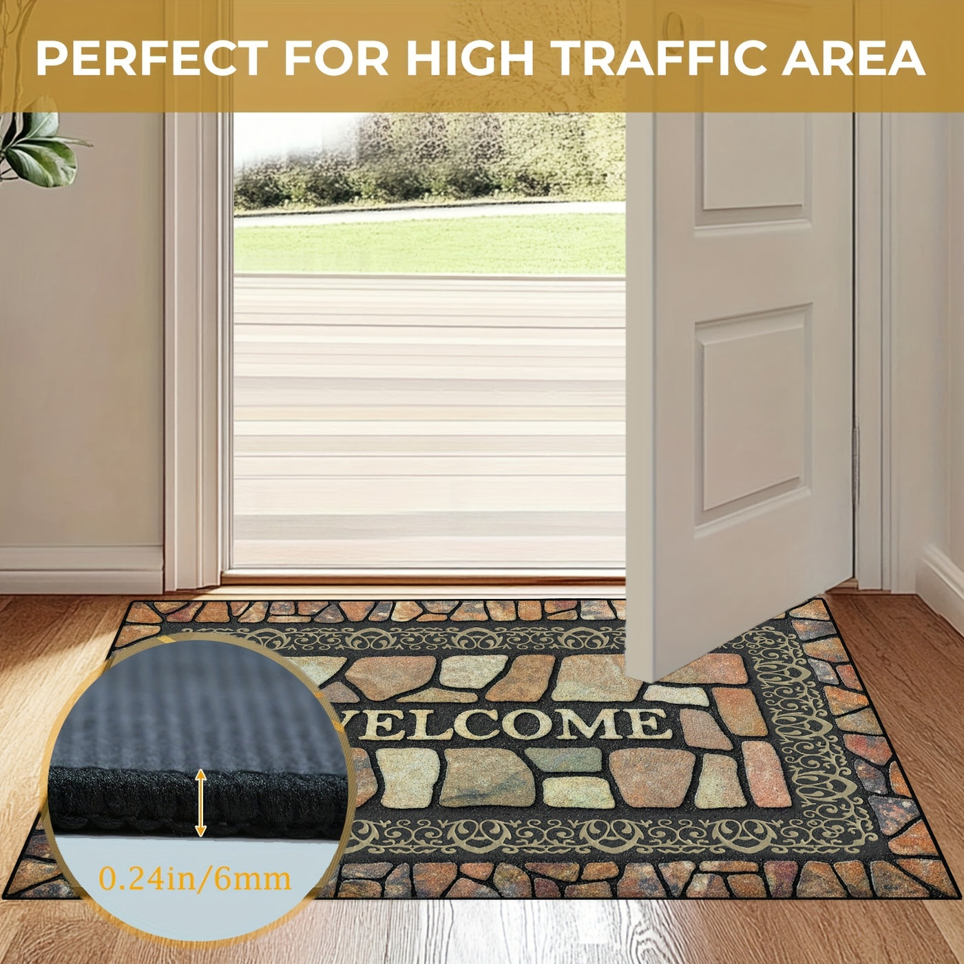 Non-Slip Stone Pattern Welcome Doormat Indoor Outdoor Entrance Carpet Home Decor Floor Mats - Maximus Echo