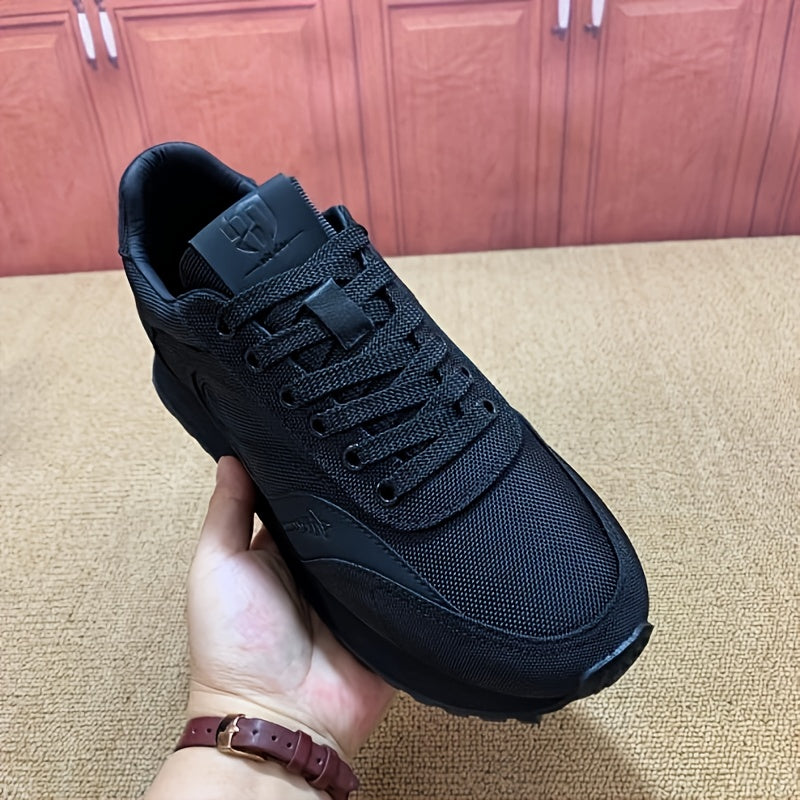 Men'S Black Lace-Up Sneakers, Versatile And Simple Athletic Shoes for Casual Wear. Maximus Echo