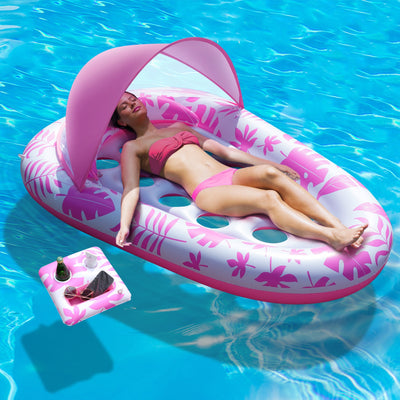 Inflatable Pool Float Adult - Pool Floaties Lounger Floats Raft Floating Chair Water Floaties for Swimming Pool Lake Lounge Float with Cup Holders Beach Pool Party Toys for Adults - Maximus Echo