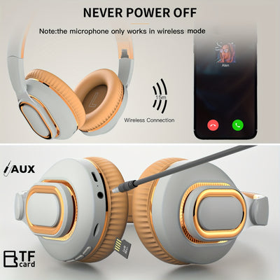 Wireless 5.0 Shock Bass Over-Ear Headphones with Mic | Foldable Soft Padded Design, FM Radio, 3.5mm AUX Cable, SD Card Support for Travel - Maximus Echo