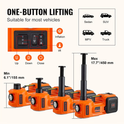 Happy buy Electric Car Jack | 5 Ton/11023 LBS | Hydraulic Jack Lift with Electric Impact Wrench, Built-in Inflatable Pump, And LED Light | for SUV MPV Sedan Truck | Garage Repair - Maximus Echo