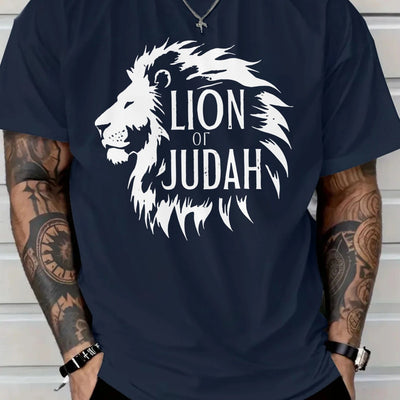 Lion of Judah Graphic T-Shirt - Men'S Red Tee with Bold Black Lion Design - Maximus Echo
