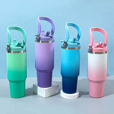 1pc 40oz Gradient Stainless Steel Vacuum Insulated Water Bottle - Leakproof, Double-Layer, Hot & Cold Tumbler with Handle and Lid, BPA-Free, Ideal for Travel, Office, Home, Indoor & Outdoor Use Maximus Echo