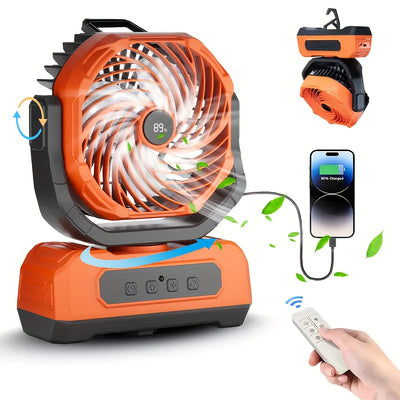 Portable Rechargeable Camping Fan, Camping Battery Powered Fan Remote Control - Maximus Echo