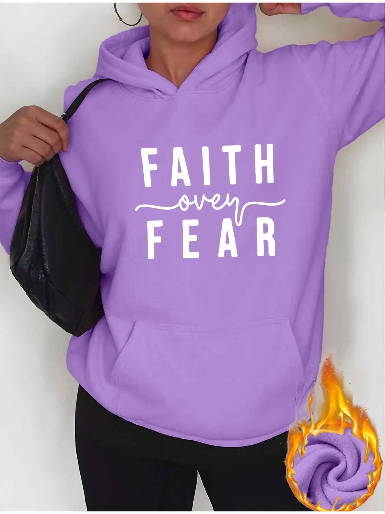 Women'S Hoodie - Faith Over Fear Inspirational Sweatshirt, Hooded Pullover with Front Pocket Maximus Echo