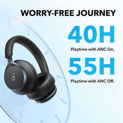 Soundcore by Anker, Active Noise Cancelling Headphones, Wireless Over Ear Headphones, 2X Stronger Voice Reduction, 40H ANC Playtime, Hi-Res Wireless Audio - Maximus Echo