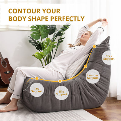 Bean Bag Beanbag Chair for Adults Fireside Floor Togo Sofa with High Density Comfortable Memory Foam for Living Room, Bedroom - Maximus Echo