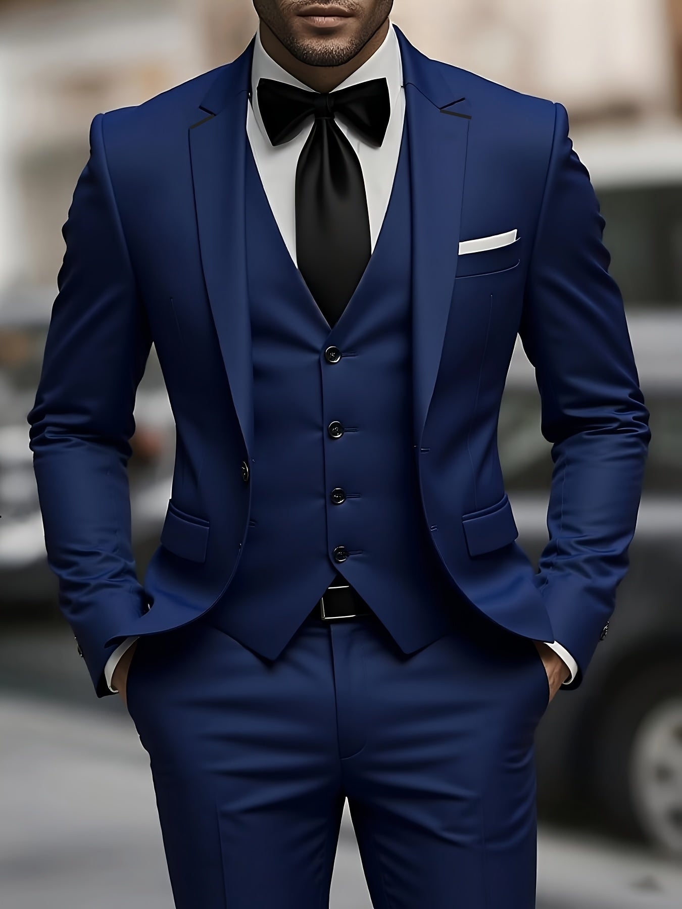 Men's 3pcs suit, plain color green fruit collar suit with jacket and formal trousers, suitable for business gatherings, graduation ceremonies, weddings and parties - Maximus Echo