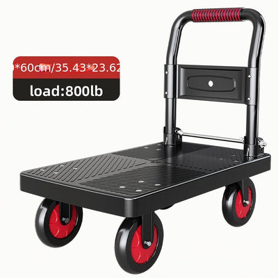 Heavy-Duty Folding Hand Cart - 660 Lbs Capacity, Silent Swivel Wheels, Portable Utility Cart for Home Renovation, Moving Goods - Black and Metallic Gray Maximus Echo