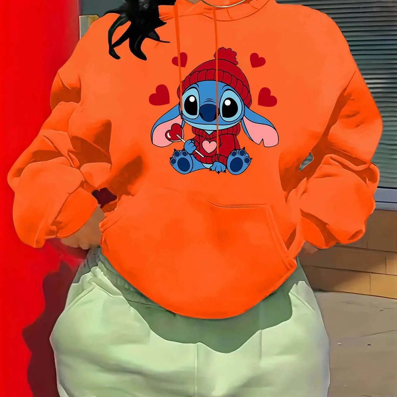 Disney Stitch Official Stitch Sweater - Women's Hooded Pullover Sweatshirt Maximus Echo