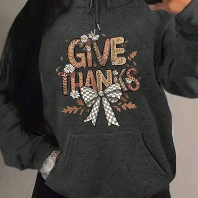 Women's Oversized Dark Gray Hooded Sweatshirt with Kangaroo Pocket Maximus Echo