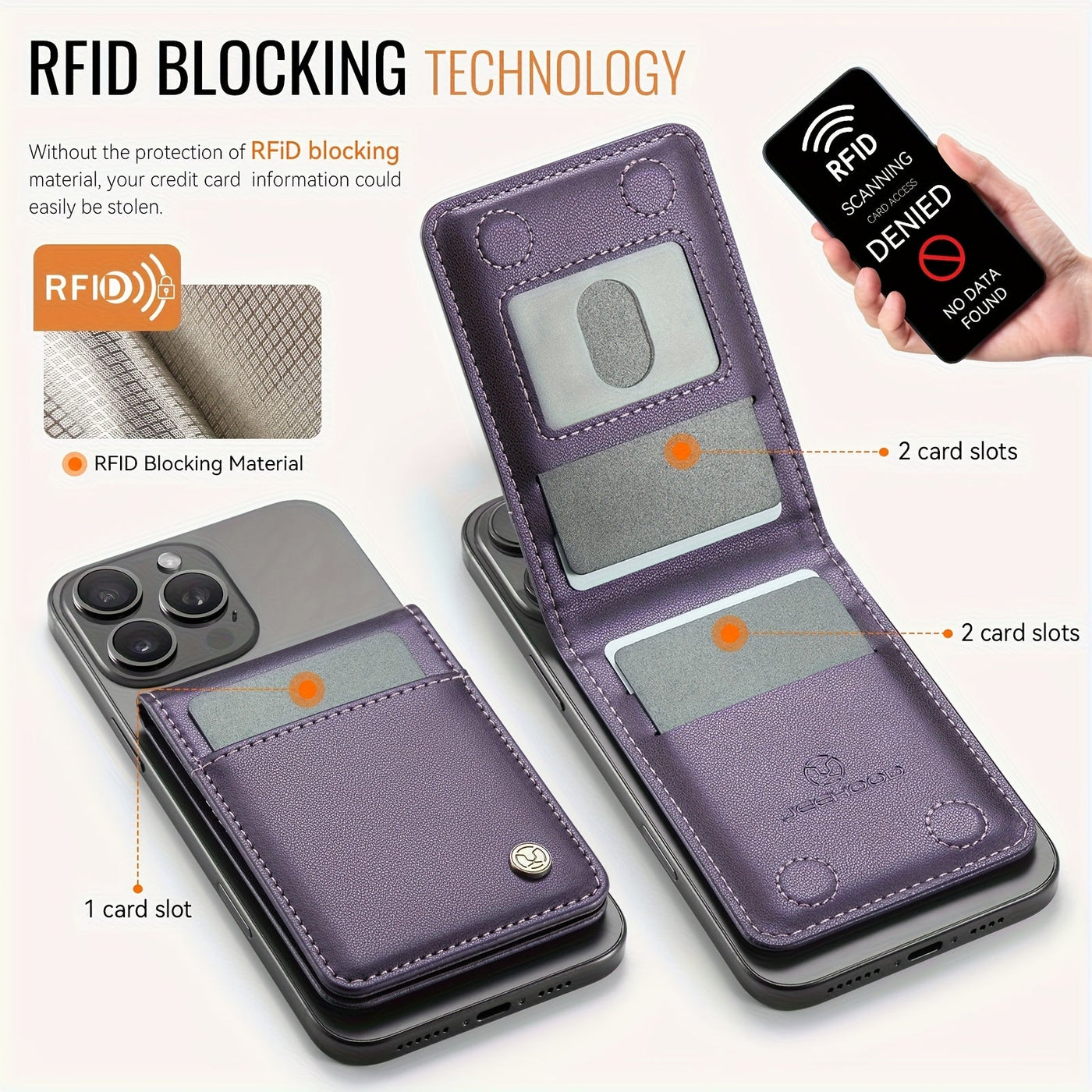 Stylish Magnetic Phone Card Holder - 2-in-1 RFID-Blocking Wallet & Phone Stand, Secure Credit Card Holder with Magnetic Closure, Durable Black Design for Everyday Use Maximus Echo