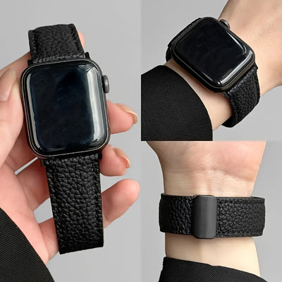 Band for Apple Watch with Magnetic Folding , Waterproof, Iron Clasp - Compatible with Apple Watch ultra SE/ Beige with Dark Brown - Maximus Echo