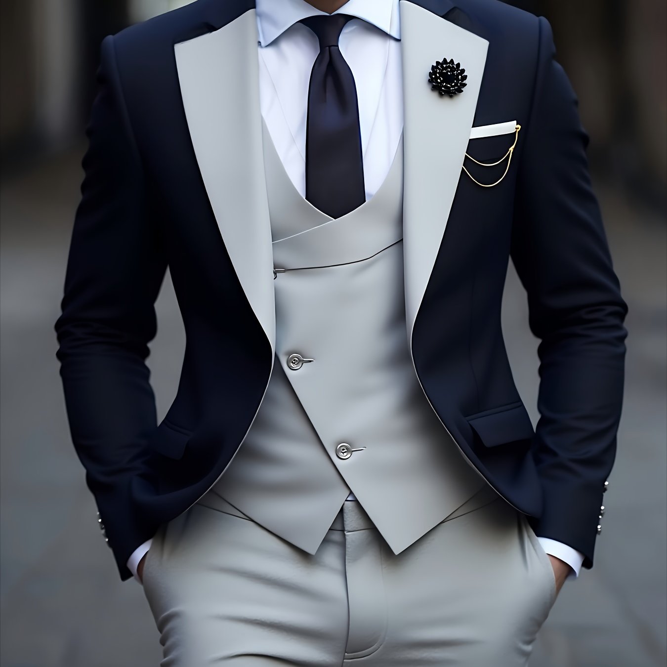 Men's 3pcs suit, plain color green fruit collar suit with jacket and formal trousers, suitable for business gatherings, graduation ceremonies, weddings and parties - Maximus Echo