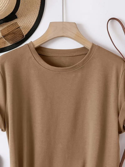 Fashionable Women'S T-Shirt - Comfortable And Relaxed, Simple Round Neck, Suitable for Elegant Casual Tops, Locally Shipped, Summer Pure Top, a Must-Have for Elegant Summer Parties. - Maximus Echo
