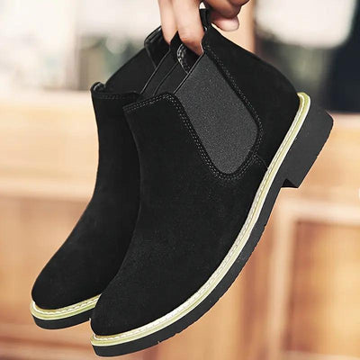 Men's Boots - Upper, Rubber Sole, Slip-On Ankle Boots in Black, Blue, or Gray