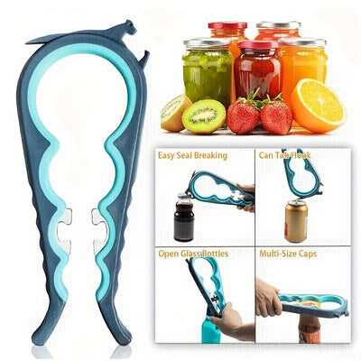 1pc - New Arrival - New 6-in-1 Multi-functional Easy Twist Bottle Opener - Comes With Four Sizes Of Can Openers, Non-slip Multi-functional Bottle And Jar Opener/ Suitable For Most Beginners, Elderly People, Those With Limited Maximus Echo