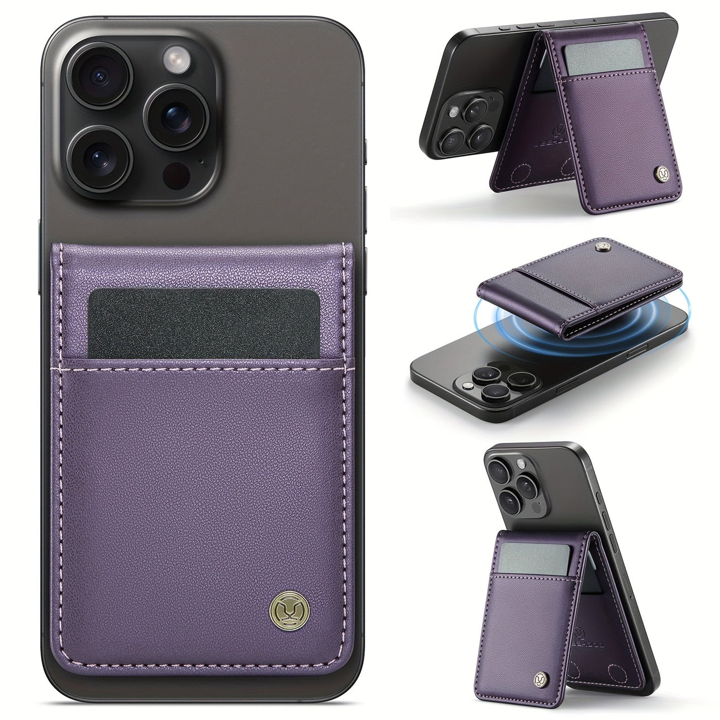 Stylish Magnetic Phone Card Holder - 2-in-1 RFID-Blocking Wallet & Phone Stand, Secure Credit Card Holder with Magnetic Closure, Durable Black Design for Everyday Use Maximus Echo