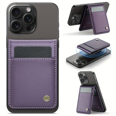 Stylish Magnetic Phone Card Holder - 2-in-1 RFID-Blocking Wallet & Phone Stand, Secure Credit Card Holder with Magnetic Closure, Durable Black Design for Everyday Use Maximus Echo