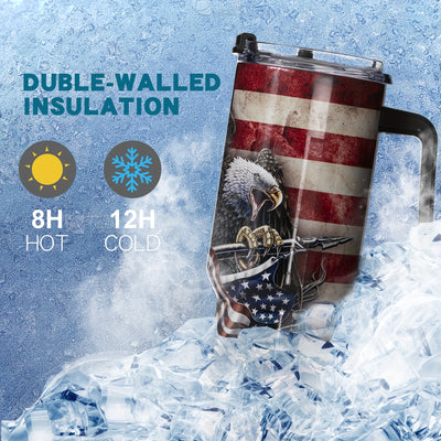 Gome American Flag & Eagle 40 oz Tumbler with Handle - Stainless Steel Cup with Straw Maximus Echo