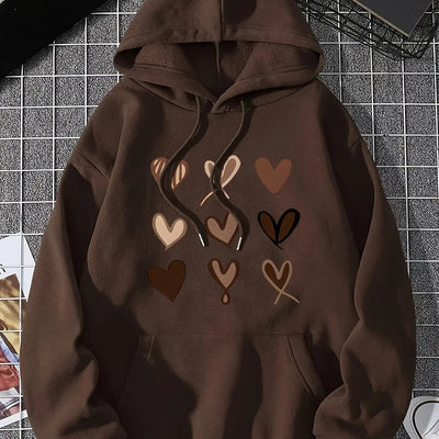 Women's Coffee Brown Hooded Sweatshirt with Pocket - Comfortable Autumn/Winter Maximus Echo