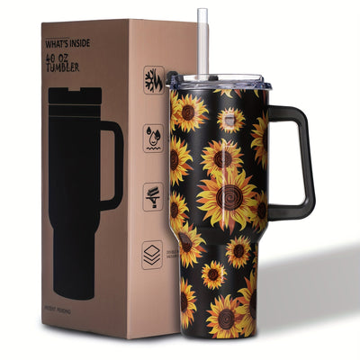 Gome American Flag & Eagle 40 oz Tumbler with Handle - Stainless Steel Cup with Straw Maximus Echo