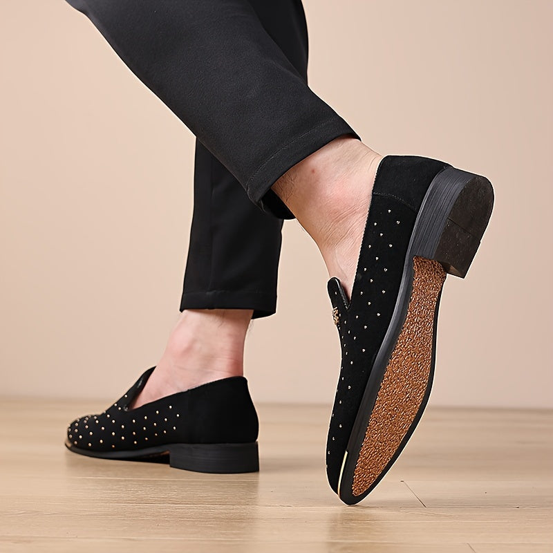 Plus Size Men's Solid Color Slip On Low Heel Loafer Shoes, Comfy Non Slip Durable Rubber Sole Fabric Dress Shoes, Men's Footwear - Maximus Echo