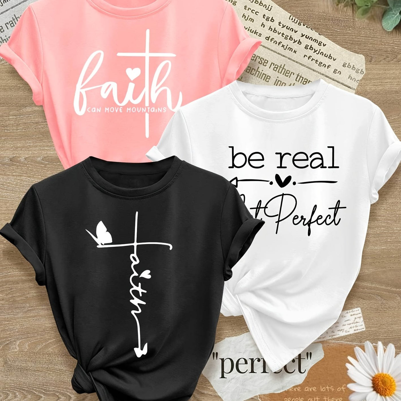 Love Heart English Letter Line Mixed Combination Retro Style Women'S Summer Multi-Color Optional S-XXL - Maximus Echo