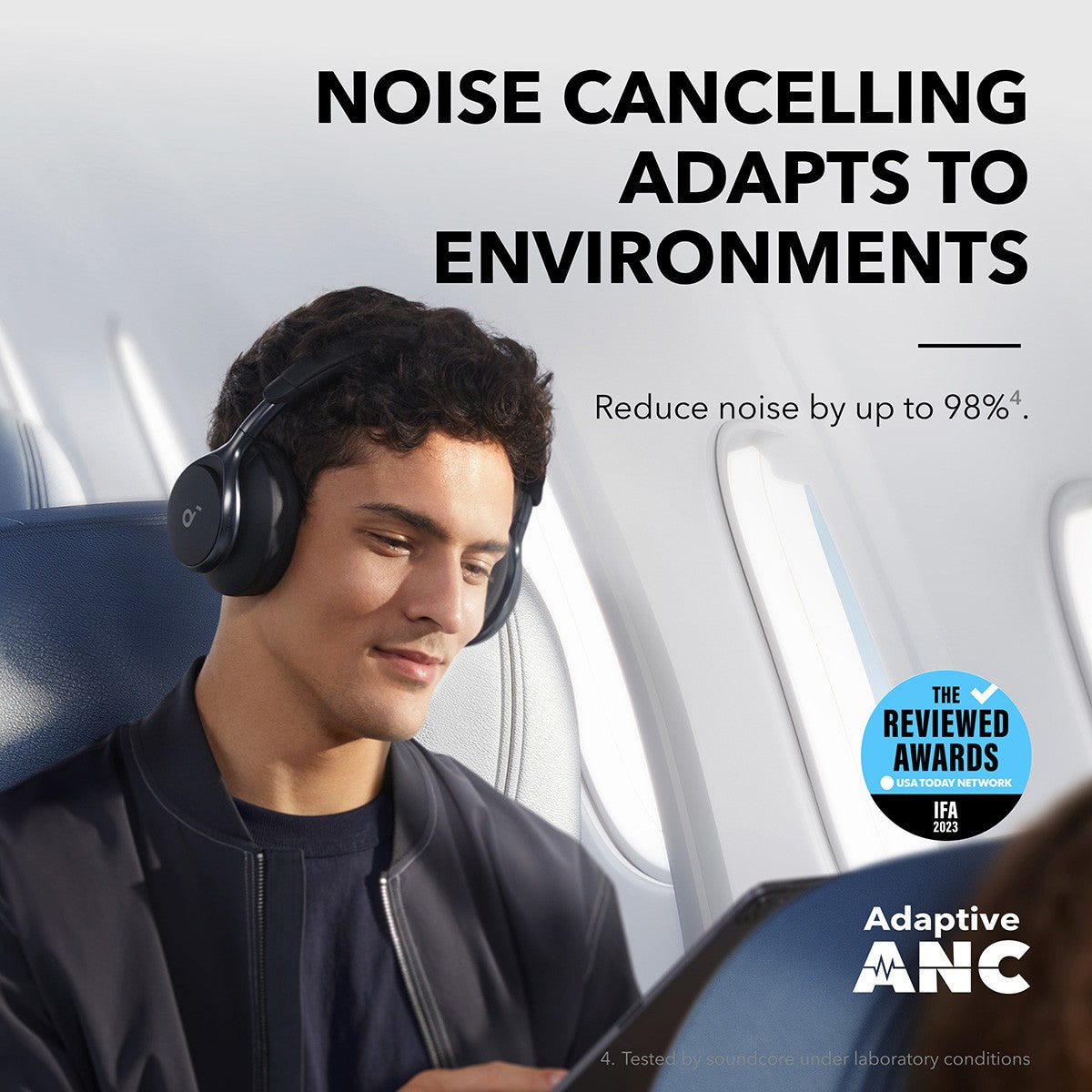 Soundcore by Anker, Active Noise Cancelling Headphones, Wireless Over Ear Headphones, 2X Stronger Voice Reduction, 40H ANC Playtime, Hi-Res Wireless Audio - Maximus Echo