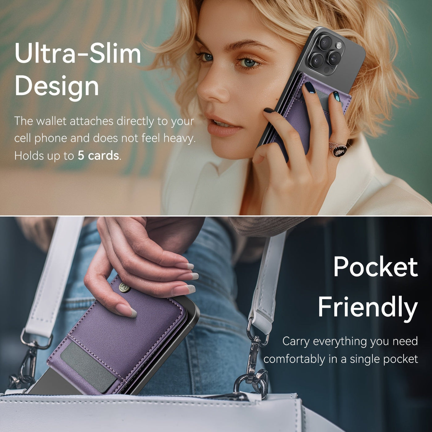 Stylish Magnetic Phone Card Holder - 2-in-1 RFID-Blocking Wallet & Phone Stand, Secure Credit Card Holder with Magnetic Closure, Durable Black Design for Everyday Use Maximus Echo