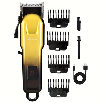 3pcs/se 1pc/sett Men's Professional Golden Hair Clipper & Trimmer Set - USB Rechargeable Hair Cutting Including Electric Shaver,3 Cleaning Brushes Maximus Echo