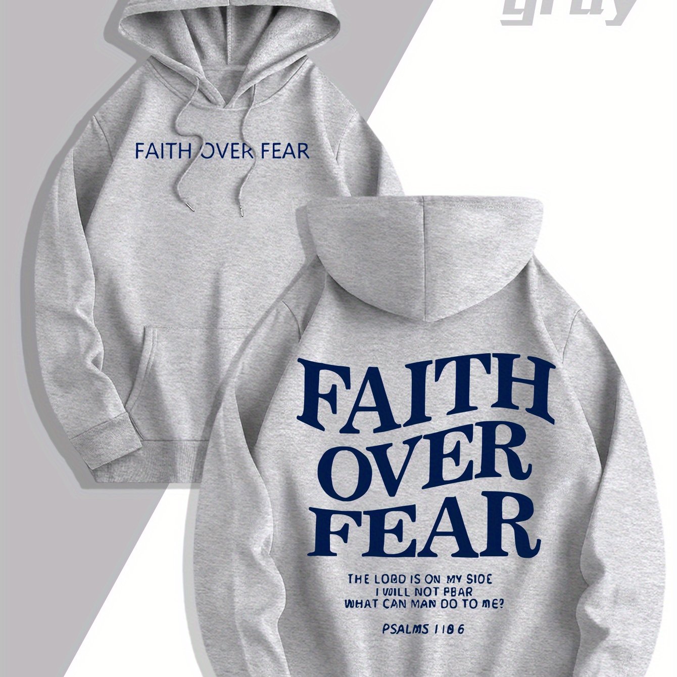 Men'S Sweatshirt - "Faith Over Fear" Inspirational, Relaxed Fit Hoodie - Maximus Echo