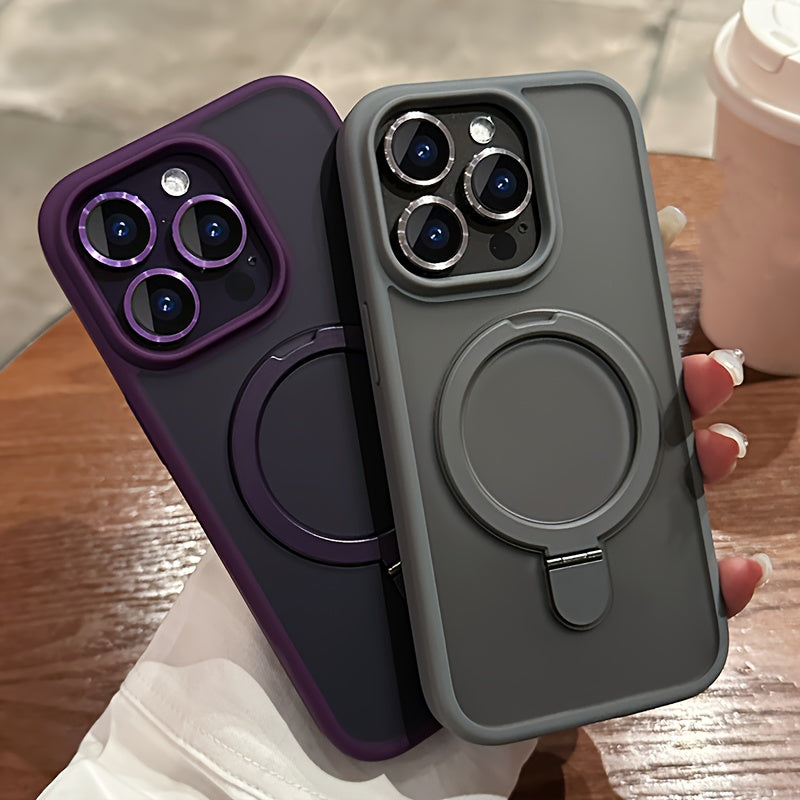 For iPhone 11/12/13/14/15/16 Pro Max Plus, Luxury Magnetic Holder Armor Shockproof Wireless Charging Phone Case - Maximus Echo