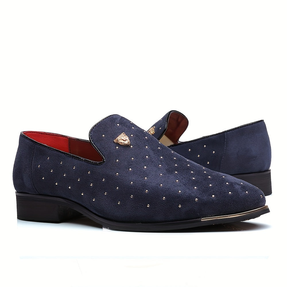 Plus Size Men's Solid Color Slip On Low Heel Loafer Shoes, Comfy Non Slip Durable Rubber Sole Fabric Dress Shoes, Men's Footwear - Maximus Echo