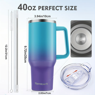 40oz Stainless Steel Tumbler with Handle - Double Vacuum Insulated Travel Mug - Maximus Echo