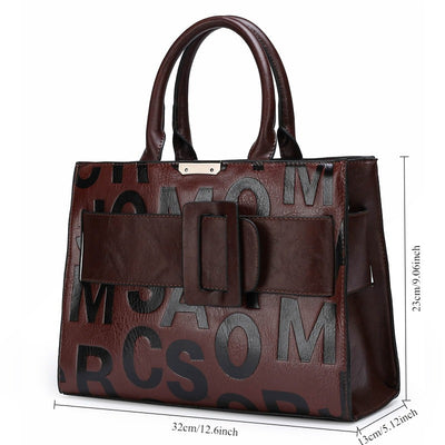 3pcs Women's Monogram Embossed Set, Large Capacity Tote Set, Removable Diagonal Strap - Maximus Echo