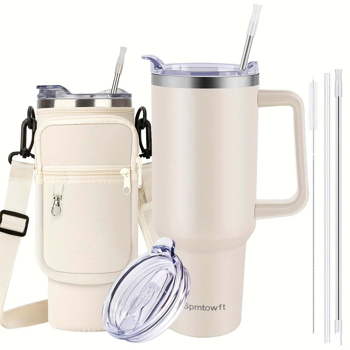 40oz Stainless Steel Tumbler with Handle - Double Vacuum Insulated Travel Mug - Maximus Echo
