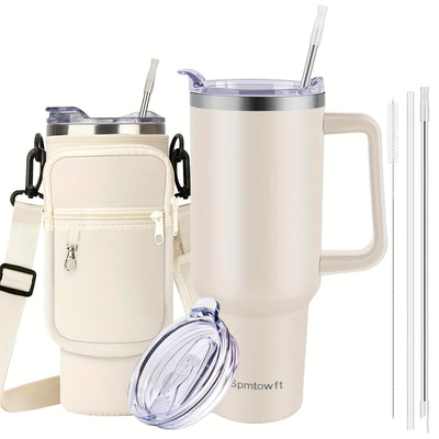 40oz Stainless Steel Tumbler with Handle - Double Vacuum Insulated Travel Mug - Maximus Echo