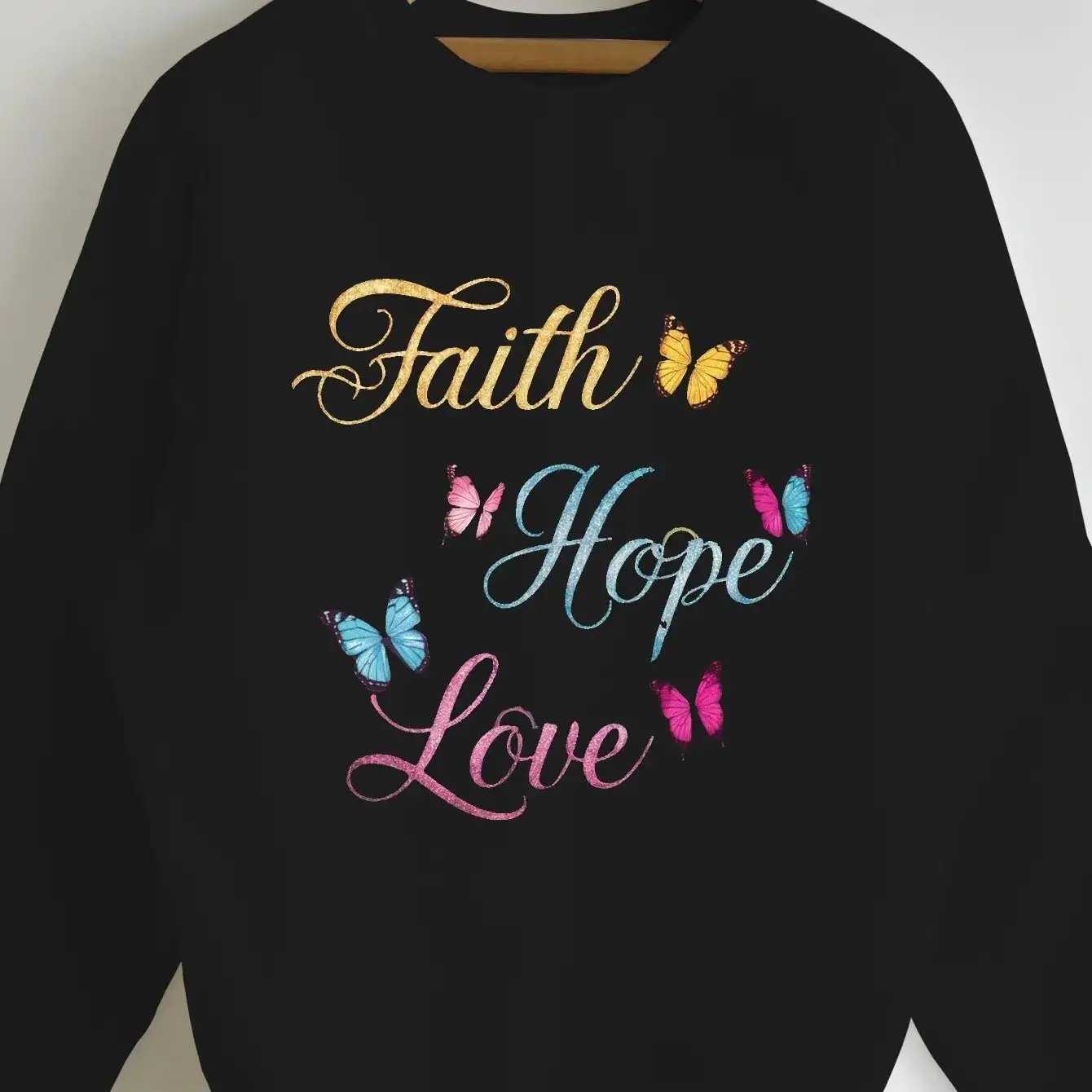 Women'S Faith Love Inspirational Sweatshirt - Long Sleeve Crewneck Maximus Echo