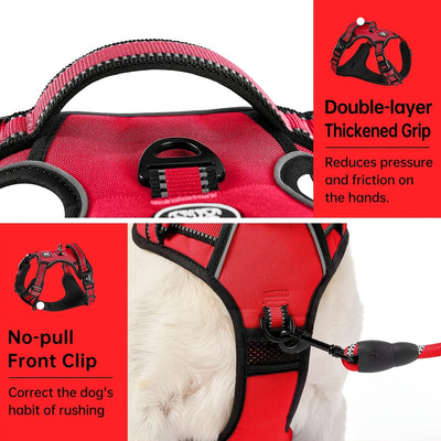 Reflective Adjustable No Pull Dog Harness | Breathable Dog Collar With Handle, No Choke Pet Vest For Small And Large Dogs - Maximus Echo