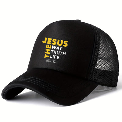 1pc Inspirational Mesh Baseball Cap "Jesus Way, Truth, Life" - Maximus Echo