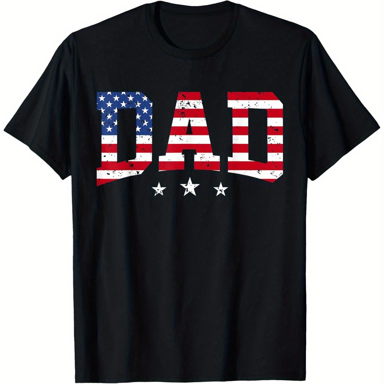 USA Patriotic Dad Father'S Day American Flag 4th Of July Dad T-Shirt 100% Cotton Round Neck T-shirt Halloween Thanksgiving Christmas Gift for Men Women Family Friends, Valentines Day Gifts for Boyfriend Girlfriend, S-XXXL - Maximus Echo