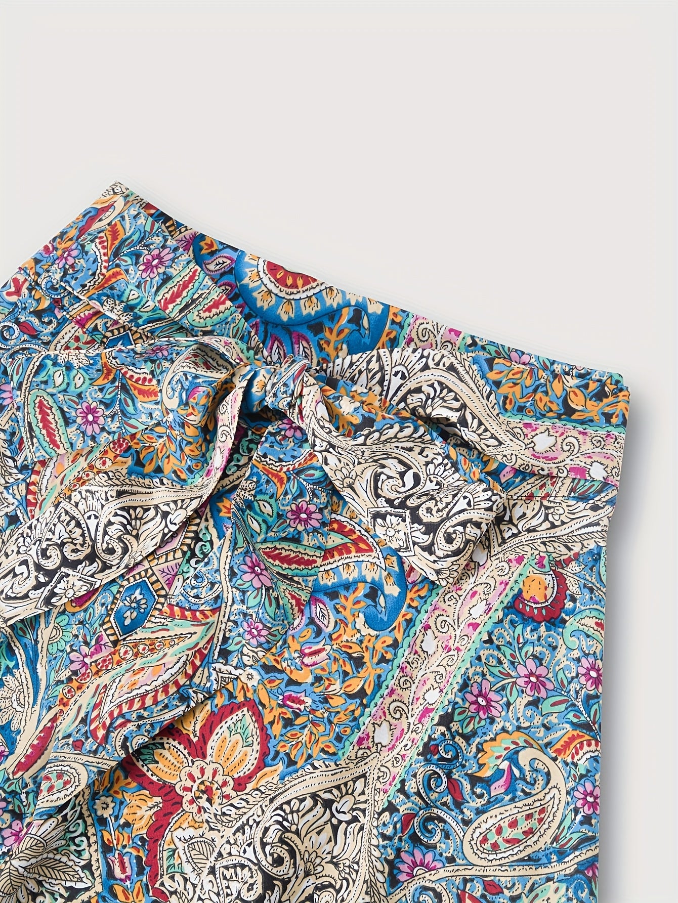 Women's Bohemian Floral Print A-Line Midi Skirt - Vibrant Paisley & Blossom Design, High-Waisted Casual Spring/Summer Skirt, Polyester, Machine Washable, High Waisted Skirt - Maximus Echo