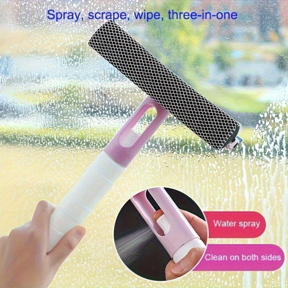1pc 3-in-1 Glass Cleaning Spray with Dual-Sided Rubber Broom & Microfiber Cloth Maximus Echo