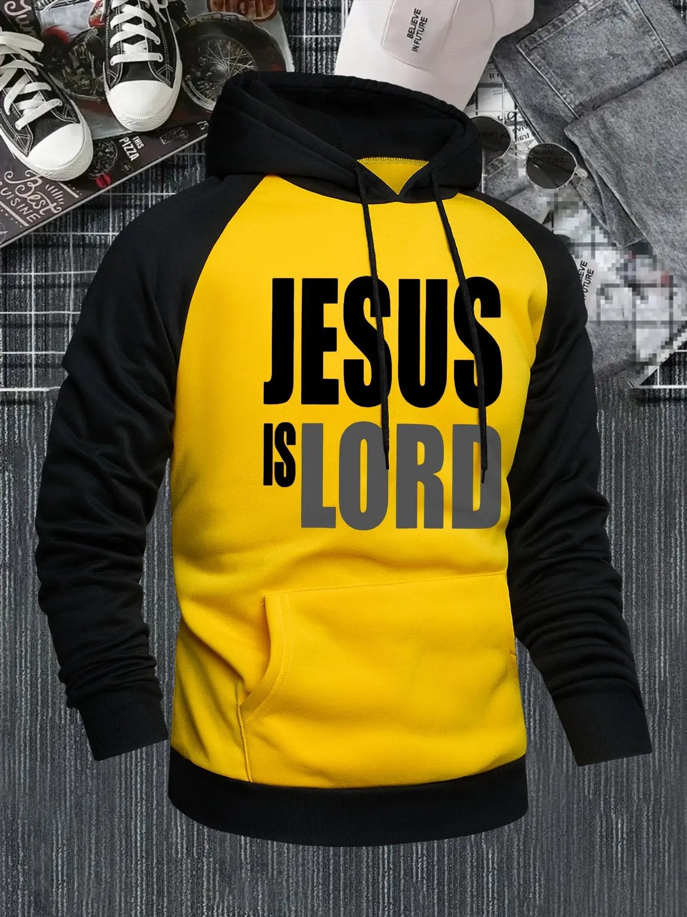 Men's Jesus is Lord Print Hooded Sweatshirt