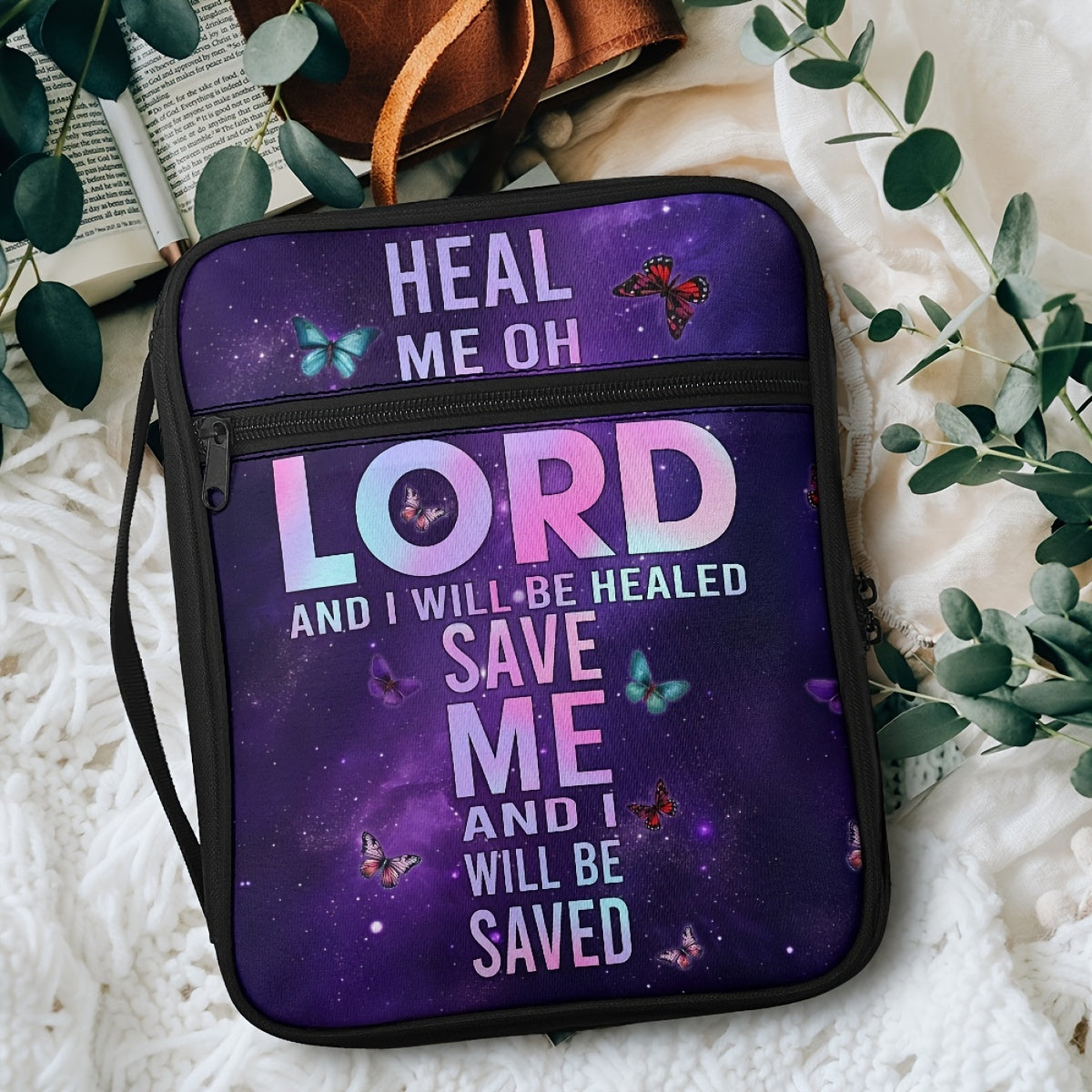 Man of God Bible Cover | Durable Leather Book Sleeve, Gift for Women, Spiritual Design Maximus Echo