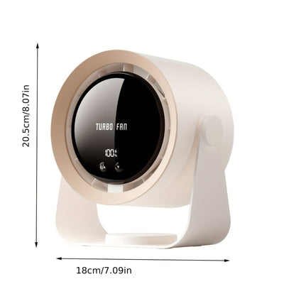 USB Charging Fan with Digital Display, 100-Speed Turbo Powerful Fan, Strong Wind Cooling for Summer Maximus Echo