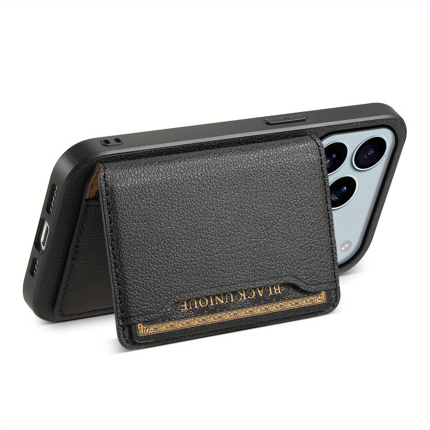The Denior Phone Case Is Designed for The for iphone 17 Air/Pro/Pro Max Series, Featuring a Lychee Pattern Made of Faux Leather. It Includes Three Card Slots for Holding Credit Cards, ID Cards, Or Cash. This Phone Case Is Ele Maximus Echo