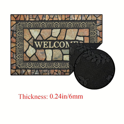 Non-Slip Stone Pattern Welcome Doormat Indoor Outdoor Entrance Carpet Home Decor Floor Mats - Maximus Echo