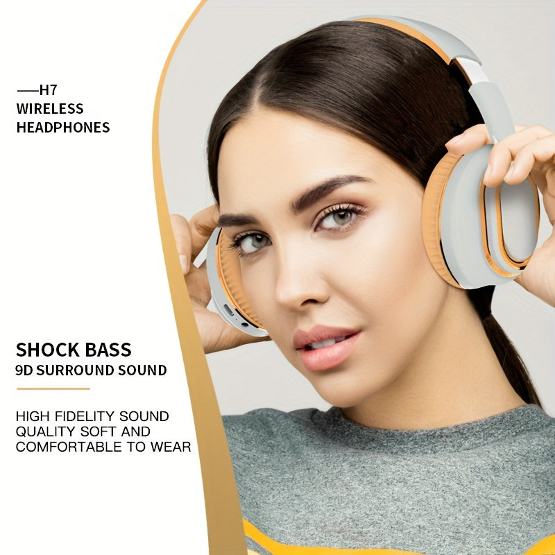 Wireless 5.0 Shock Bass Over-Ear Headphones with Mic | Foldable Soft Padded Design, FM Radio, 3.5mm AUX Cable, SD Card Support for Travel - Maximus Echo